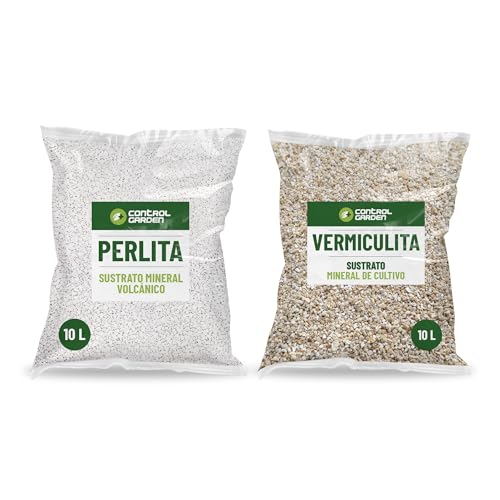 Control Garden Pack Perlita 10L + Vermiculita 10L | Sustrato para Plantas y Cultivos Interior y Exterior | Fabricado en España