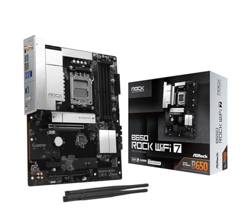 ASRock B650 Rock WiFi 7 ATX Motherboard AMD AM5 Ryzen 9000/8000/7000 DDR5 8000+ (OC) PCIe 5.0 2.5G LAN Wi-Fi 7 9+2+1 Phase Dr.MOS