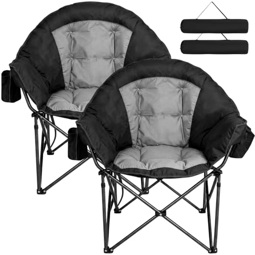 Romswi 2Pcs Oversized XL Padded Camping Chair for Adults...