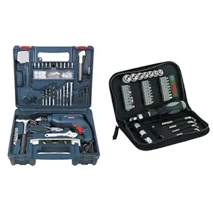 BOSCH Professional GSB 500 RE Corded-Electric Drill Tool Set, 10 mm, 500 Watt, 1 Year Warranty, Blue