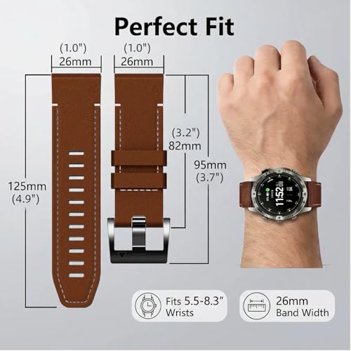 Correa de cuero 26mm con silicona para Garmin miniatura 4