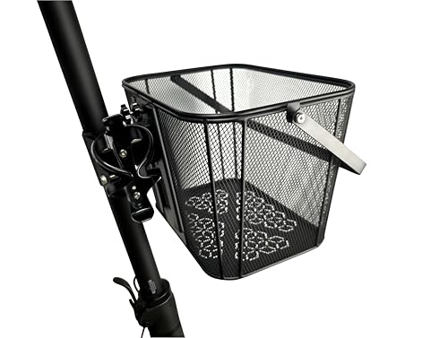 DWGJMYYX Scooter Front Basket, Extra Large 45kg Capacity, Quick Release Metal Mesh Design, Removable with Handle and Water Holder, Black