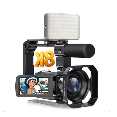 Caméscope Vidéo 8K Stabilisé pour Filmer sans Flou de Jour comme de Nuit