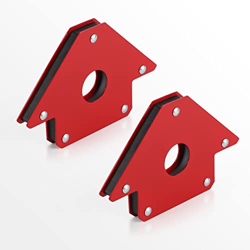 CPROSP 2pcs Positionneur de Soudage Magnétique Force de Traction 35KG, Angles Aimantés 45°, 90°, 135°, Équerre Aimanté pour Soudure Rouge, Arrow Welding Magnet