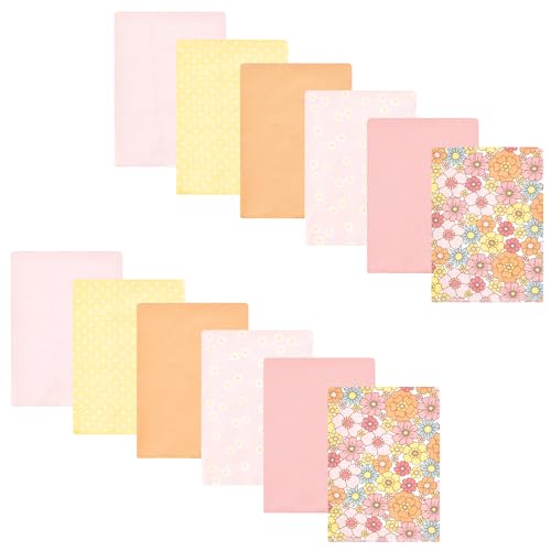 Image of Hudson Baby Unisex Baby Cotton Poly Flannel Burp Cloths Bundle, Peace Love Flowers, One Size