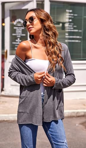 Newchoice Womens Long Sleeve Cardigans Lightweight Soft Open Front Drape Cardigan Dusters with Pockets4