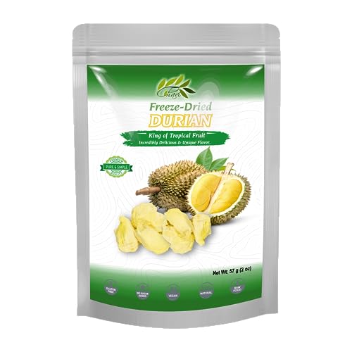 Image of CHAVI Freeze-Dried Durian (King of Fruits) - 2 Oz - Healthy 1 Ingredient Superfood - Family Supersnacks - No Added Sugars or Preservatives - Non-GMO, Vegan, Gluten-Free