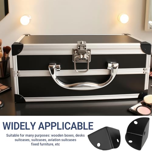 Jecdfs kantenschutz Metall, Eckenschutz Metall Schwarz 8 Stück – Kantenschutz Winkel für Holzkisten, Möbel, Flightcases, Truhen, Kofferboxen – Robuste Protektoren mit Schrauben, 23x23x23 mm