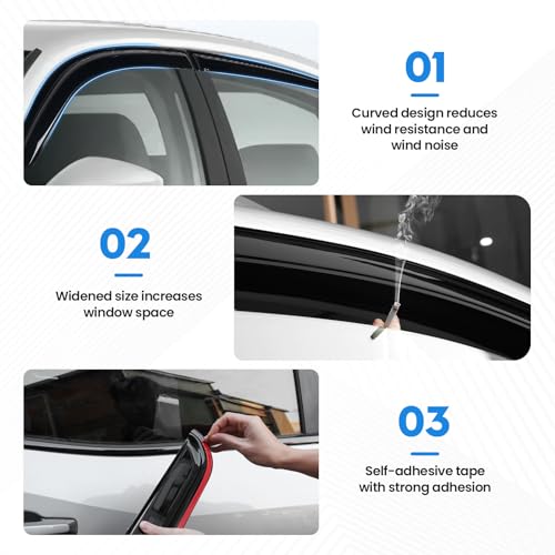 Image of Civic Rain Guard - Window Visors for Honda Civic Hatchback 2022-2025 2026, Out-Channel Side Window Rain Guards for Civic Accessories, 4PCS, Black, Car Accessories