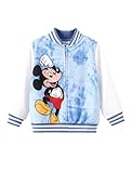 Disney Mickey Mouse Little Boy Jacket Varsity Bomber Letterman Baseball Kids Fall Clothes Tie-dye Lightweight Sweatshirt Colorblock Zip-up Coat 3T