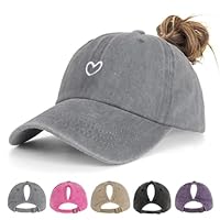 HeyCaps Pferdeschwanz Baseball Cap Damen Verstellbare Baseballkappe Vintage Mützen Sonnenschutz Basecap Mit Zopf Loch für Sommer Sport