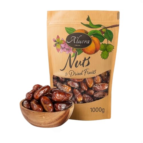Alucra Deglet Nour datteln ohne Stein 1kg –Weiche getrocknete Datteln aus Tunesien – Entsteint & naturbelassen – Fruchtsüßer Snack für Müsli, Backen, Smoothies, Bowls