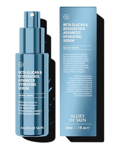 Allies of Skin Beta Glucan & Reservatrol Advanced Hydrating Serum | Plumping Face Serum with...