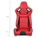 IKON MOTORSPORTS, Universal Racing Seats with Dual Sliders, Reclinable Red & Black PU + Carbon Leather with Hexagonal Quilting Sport Bucket Seats, 1 Pair Driver + Passenger Side