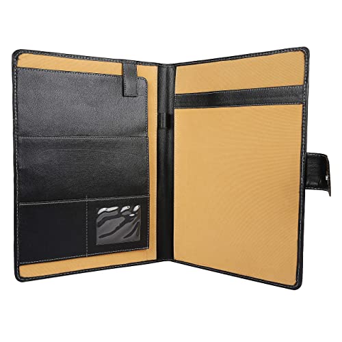Image of AmazingHind A4 Professional Pack Of 2 File Folders, Document Files For Certificates (Faux Leather - Black01)