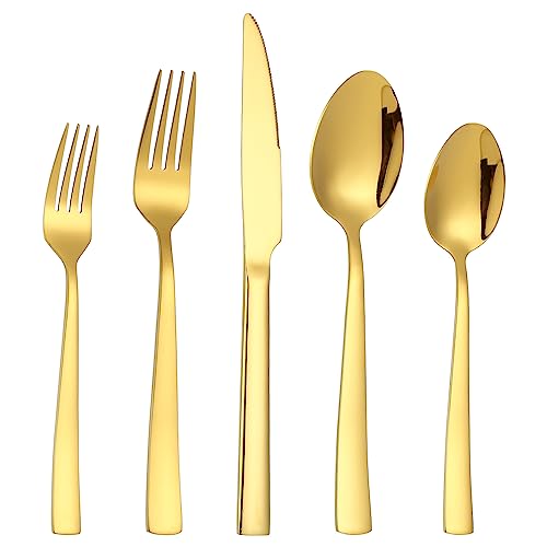 CISAY Juego de cubiertos para 6 personas, 30 piezas, acero inoxidable, incluye cuchillo, tenedor, cuchara, cuchillo de carne, pulido espejo, apto para lavavajillas