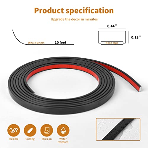Wowstar 10 Ft Peel and Stick Trim, Molding Trim for Walls, Edges, Borders, Window Frames, Backsplash Tiles, Flexible and Self Adhesive Trim, Black - Image 4