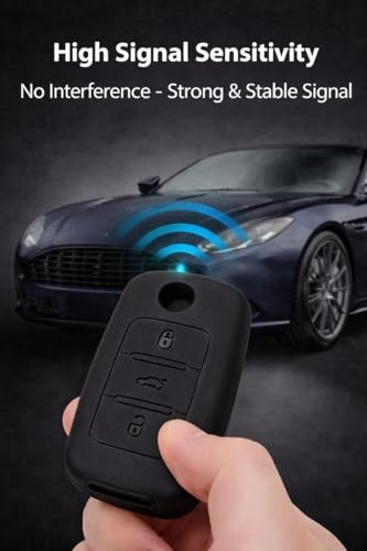 Image of JVCV Soft TPU Key Cover Compatible with Volkswagen Polo, Vento, Jetta, Ameo, Passat & Skoda Rapid, Laura, Superb, Octavia, Fabia, Yeti Folding Key | Scratch-Resistant Case (2 Pack - Matte Black)