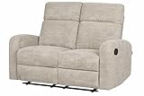DUPI Sillón Sofá Soft Relax Reclinable | Palanca Manual para reclinar Respaldo y reposapiés | Espuma HR Alta Resiliencia | Beige | 2 Plazas