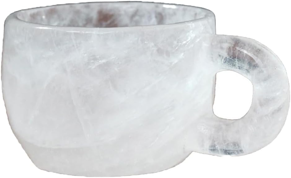Nature Mineral Crystal Coffee Mugs, Elegant Real Crystal Mugs Mineral mugs Multi Colored Crystal Coffee Mug Elegant Crystal Gift for Home Office (White crystal tea cup, 6x4x9cm)