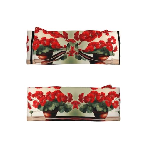 Red geraniums Picture Baby Bow Headband Stretchy and Soft for Newborns, Infants, Toddlers, and Kids Girls2