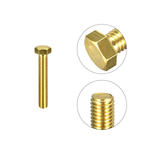 Image of uxcell Brass Hex Bolts, 1 /2-13x3 1pcs Fully Thread Grade 4.8 Solid Brass Hexagon Head Bolt Machine Screws for Machinery
