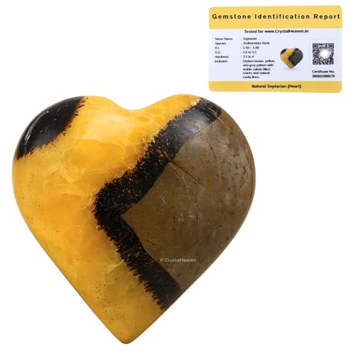 Image of Certified Septarian Crystal Heart Palm Pebbles Stones for Anxiety Stress Relief Massage - AAA Grade Original Healing Gemstone Agate Heart Palm Stone for Yoga Meditation Spiritual