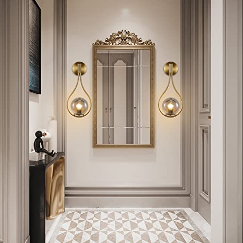 Bokt Modern Golden Metal Wall Sconce Mid Century Simple Wall Lights Farmhouse Wall Lighting Fixture Gold Round Ball Smokey Grey Globes Ceiling Bedside Reading Light For Study Laundry Living Room… #TOP5