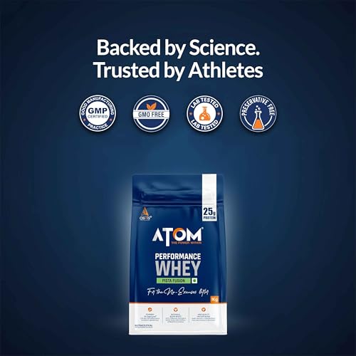 Image of AS-IT-IS ATOM Performance Whey 1Kg | With Safed Musli & Mucuna Pruriens | For Faster Recovery | Highly Bioavailable | Pista Fusion Flavor