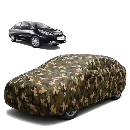 Image of Sulfar 100% Waterproof Car Body Cover for Tata Manza - Triple-Stitched Dustproof UV, Heat & Rain Protection with Mirror Pockets, Full-Bottom Elastic & Free Storage Bag - All-Weather Indoor Outdoor (Ar