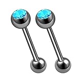 2 piezas de titanio G23 calibre 14 pendientes de barra piercing joyería pezón 6mm 5mm bola de cristal más opciones, Titanio, Sin gemas.