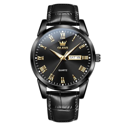 Image of OLEVS Men Watches Leather Band Casual Easy Read Date Analog Quartz