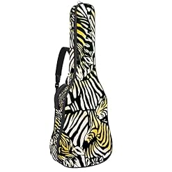 Housse de guitare imperméable Oxford avec bandoulière réglable – Motif zébré – Jaune/noir/blanc - Les Beatles, Paul McCartney, John Lennon, RIngo Starr, George Harrison
