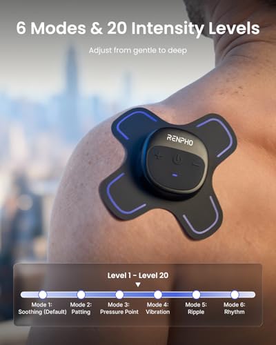 Image of RENPHO Wireless TENS Unit Muscle Stimulator, Portable EMS Muscle Stimulator Machine, Rechargeable TENS Machine Muscle Relaxer for Back, Waist, Shoulders, Legs, 4 Gel Electrode Pads