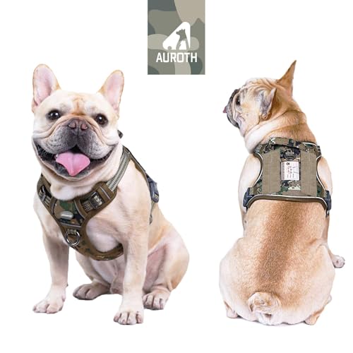 Image of AUROTH Tactical Dog Harness for Small Medium Dogs No Pull Adjustable Pet Harness Reflective K9 Working Training Easy Control Pet Vest Military Service Dog Harnesses Woodland Camo S