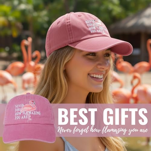 Image of InnoBeta Flamingo Gifts for Women Flamingo Lovers, Adjustable Vintage Baseball Cap Washed Cotton Embroidered Hat