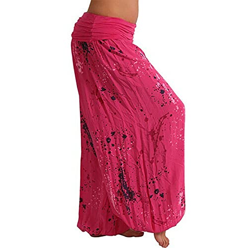 Women's Boho Hippie Pants Yoga Wide Leg Baggy Wide Leg Elastic Waisted 2024 Casual Loose Harem Palazzo with Pockets2