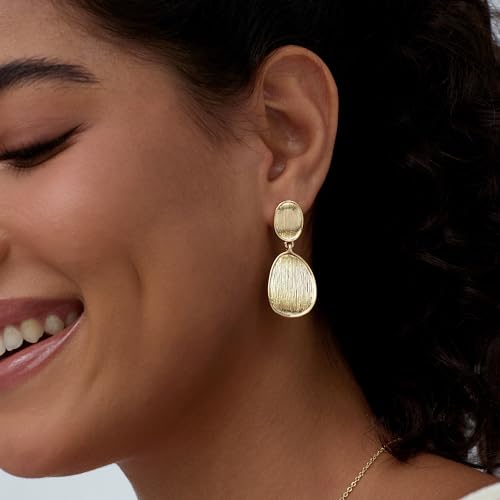 Shinelab Lightweight Geometric Teardrop Dangle Earrings - Bohemian Hammered Drop Jewelry for Everyday Elegance - Image 4