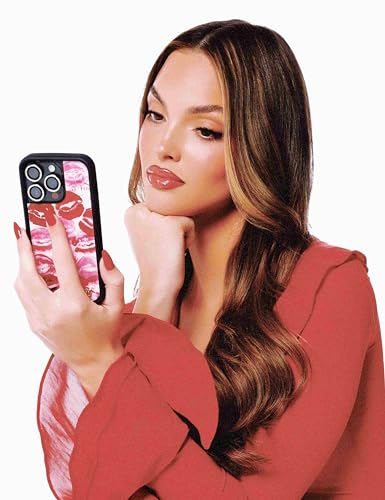 Image of Wildflower Cases - Compatible with iPhone 16 | Protective Black Bumper, 6.5ft Drop Test Certified, Women Owned Small Business | Aesthetic Kisses Lipstick Pink Trendy | Collab - Kensington