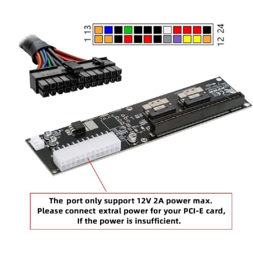 Image of Dual Slimline 8X SFF-8654 74Pin VROC to PCIE PCI-Express 16x Adapter with ATX 24Pin Power Switch Port