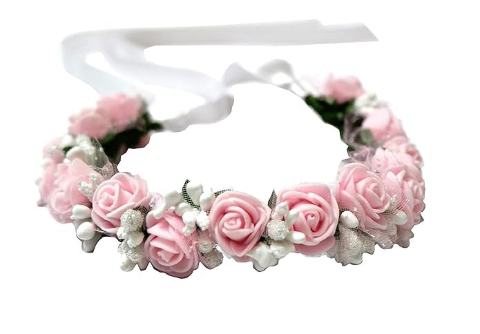 Loops n knots Floral Tiara/Crown For Girls/Woman For Birthday & Wedding With Adjustable Ribbon To Size Fit All Head Sizes (Pink) (B0CZV2JKC3) Amazon Price History, Amazon Price Tracker