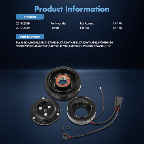 Image of ECCPP A /C Compressor Clutch 2018-2019 for Hyundai Accent 1.6L AC Clutch