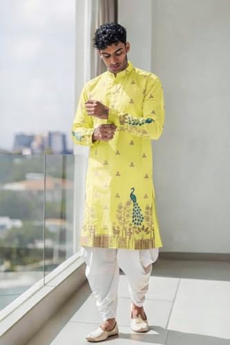 Image of Trustous Men's Pure Cotton Kurta Dhoti Set | Traditional Ethnic Wear for Festive, Wedding & Puja Occasion