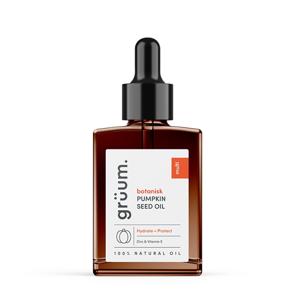 grüum Pumpkin Seed Oil 30ml, 100% Natural Pumpkin Seed Oil for Hair Growth & Skin, Nutty, Hydrating Dual Use with Vitamin E