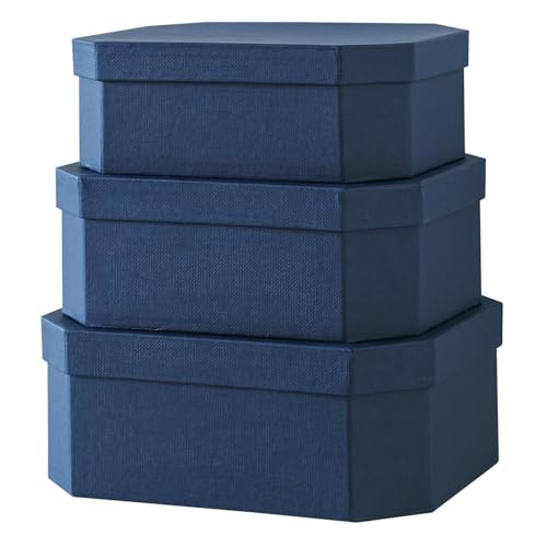 Soul & Lane Octagon Textured Decorative Boxes in Navy Blue,
