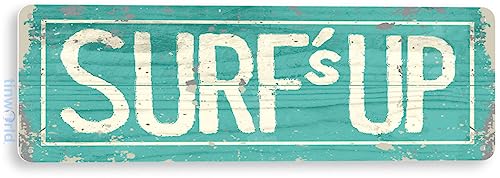 Image of TIN SIGN Surf's Up Surf Sign Surfing Sign Beach Sign C757
