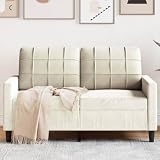 Homgoday Sofá de 2 plazas Terciopelo Color Crema 120 cm Sofá Moderno para Sala de Estar/Dormitorio/Oficina, Fácil Montaje Sofá Pequeño