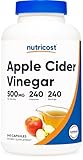 Nutricost Apple Cider Vinegar 500mg, 240 Veggie Capsules - Extra Strength, Non-GMO and Gluten Free