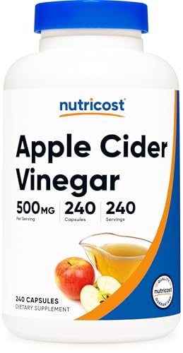 Nutricost Apple Cider Vinegar Capsules 500mg, 240 Vegetarian Capsules - Natural, Vegetarian, GMP,