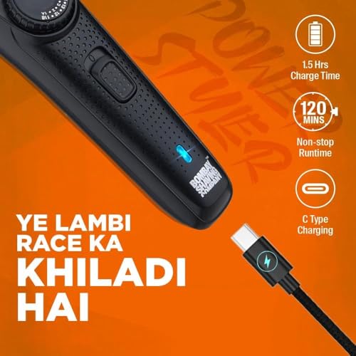 Image of Bombay Shaving Company Beard Trimmer For Men, 2X Fast Charging, USB Type C, 2 Yr Warranty, 120Min runtime, Hair Trimmer, Shaving Machine, Cordless Beard, 38 length Settings(Black)